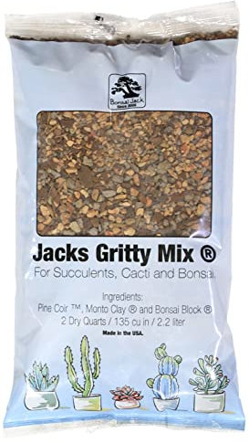 Bonsai Jack Sukkulenten-, Kaktus- und Bonsai-Erde – Jacks Gritty Mix – 2 Quarts – schnell entwässernd – Bekämpfung von Wurzelfäule – optimierter pH-Wert