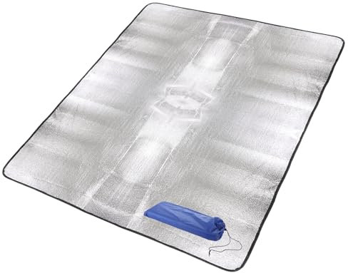 APACALI 1 esterilla aislante de aluminio, 200 x 150 cm, lámina de aluminio, esterilla aislante de espuma, manta aislante del calor, colchoneta plegable para camping, yoga, deporte