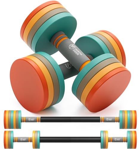Northdeer Dumbbells Adjustable 10kg Barbell Set - Dumbbell Weights Ultra Compact 2.5kg 3kg 5kg 5.5kg 7.5kg 8kg 10kg with Connecting Bar for Home Gym Strength Training Home Gym (Multicolour)