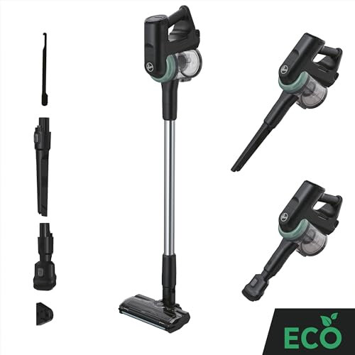 Hoover HF413HE Eco Conception, Aspirateur Balai sans Fil, Puissant 80AW, Léger, Ultra-Maniable jusqu'à 360° pour Tous Types de Sols, Brosse Anti-Twist avec éclairage LED, Vert Sauge