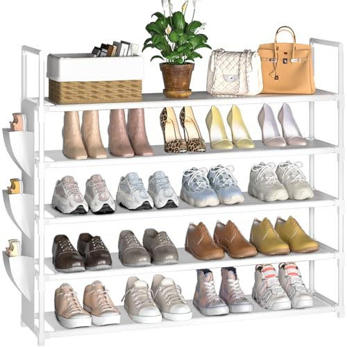 OYREL Scarpiera a 5 livelli, organizer per scarpe, 20-25 paia, scarpiera per armadio, scarpiera, organizer per ingresso, scarpiera salvaspazio
