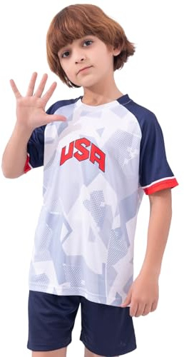 Soccer Jerseys for Kids Boys & Girls Youth Personalized US Soccer Jersey Set Kids Football Soccer Fan Training Uniform Set Gift