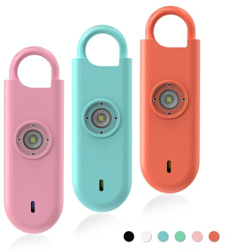 Fauxomor Personal Safety Alarm for Women, 3 Pack 140DB Rape Panic Attack Alarm Keychain Police Approved with Low Battery Notice with Strobe Light, Gift for Kids Elderly College Girls(Blue+Pink+Orange)