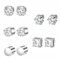 5 Paare Magnetohrringe, Magnet Ohrringe Damen, Intarsien Nicht Durchbohrend, Kein Piercing Magnetische Ohrringe für Herren Mann Damen Silber, Rund/Quadratisch