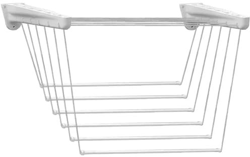 Sicignano | Stendibiancheria da Parete Soffitto Steed, Regolabile, Salvaspazio, Antiruggine, Diverse Misure Disponibili, Struttura Robusta in Plastica e Metallo Rivestito (120 cm)