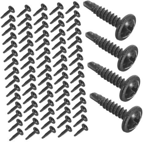 POPETPOP 460 Tornillos Autorroscantes De De Milano Brida 4.2x19 Mm De Acero Al Carbono Negro Templado, Cabeza Plana Grande Cruz Para Muebles y Paneles De Yeso, Instalación Rápida y Alta Resistencia