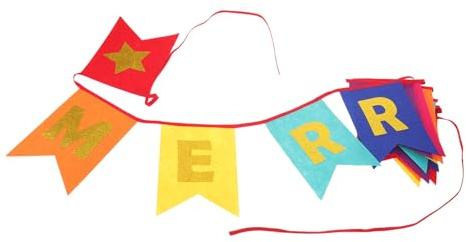 BESPORTBLE Pancarta Navideña Colorida de Tela Banderines No Tejidos para Decorar Fiestas Navideñas Adornos Navideños para Puerta de Garaje Interiores