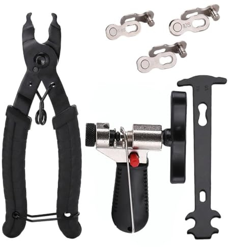 Dargkwn Dérive-chaîne Vélo Professionnel, Outil Chaîne pour VTT et Route, Kit Réparation avec Pince Maillon Rapide et Indicateur d'Usure Précis, Acier au Carbone Universel 6-12 Vitesses