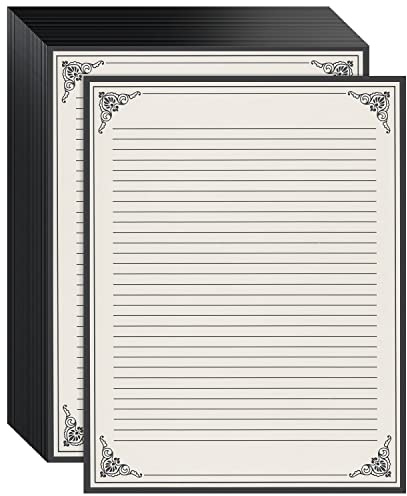Juvale Vintage Lined Paper - 48 Sheets, 8.5 x 11 In, Cream - Stationery & Letter Paper with Lines for Handwritten Letters - Compatible with Inkjet & Laser Printers