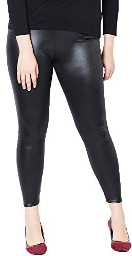 Nuofengkudu Mujer Negro Imitacion Cuero Leggings Tallas Grandes Elasticos Lisos Largos Seamless Ligeros Vintage Mallas Pantalones Casual 3XL