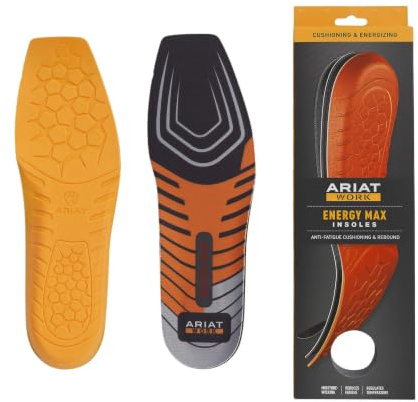 ARIAT Men's Energy Max Work Insole Wide Square Toe, Orange, 9.5 W