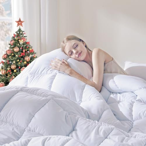 DOWNCOOL Comforters Twin Size, Duvet Insert, White All Season Duvet, Lightweight Quilt, Down Alternative Hotel Comforter with Corner Tabs (White, Twin 64x88 Inches)
