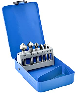 QWORK® 6 tlg Kegelsenker 90°, Senkbohrer, Ø 6.3-20.5 mm, HSS 4241, für Kunststoff, Holz und Metall