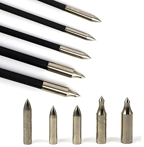 Lamehfyo 20pcs Metal Arrowheads Glue On Arrow Field Points Hunting Target Arrow Tips Bullet Points Broadheads for Bamboo Wooden Arrows (001)