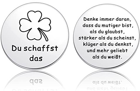 Photect Motivierend Tasche Glücksbringer Geschenke du Schaffst Das Prüfungsglücksbringer Motivationsgeschenke für Schultüte Inhalt Schüler Freund Familie (Silber, Vierblättriges Kleeblatt)