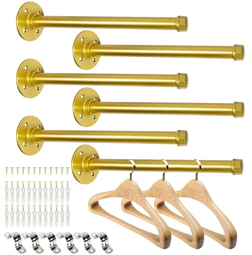 Pintuson 6 barras de ropa industriales de 12 pulgadas – Soporte de pared para ropa – Barras de armario boca afuera para colgar ropa, comercial, minorista, boutique, lavandería, camisa, exhibición,