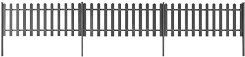 MOONAIRY Lattenzaun mit Pfosten 3 Stück, Zaunelemente, Steckzaun, Teichzaun, Zaun Garten, Sicherheitszaun, Gartenzaun, Zäune Für Garten, WPC 600x60 cm