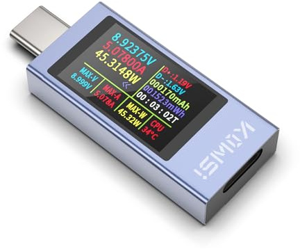 YOJOCK 360W USB C Tester Power Meter, 4-30V 0-12A Type-C PD Tester Digital Multimeter, Power Voltage and Current Tester Meter, Power Bank Capacity Voltmeter USB Cable Charger Detector (KWS-2303C)