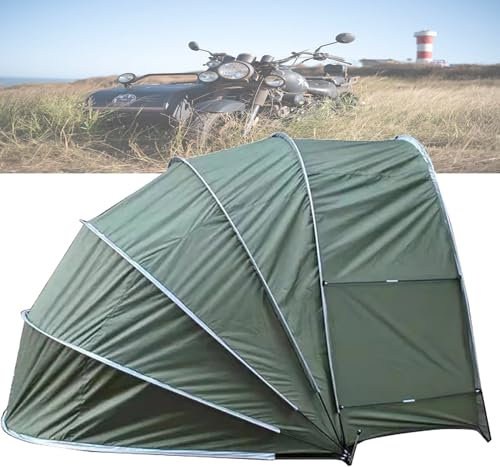 LKYLGYU Hanging Motorcycle Shed Tent, Speedway Shelter, Semispiral Shell Garage for Bike Storage, Motorbike Cover Green