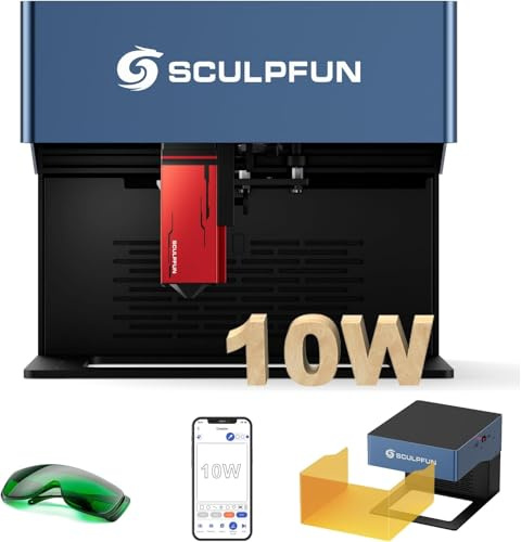 SCULPFUN iCube Pro Max 10 W lasergravyrmaskin bärbar graveringsnoggrannhet på 0,05 mm, offline-gravyr, lasergravyr, rökfilter för papper, trä, plast