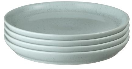 Denby - Teal Speckle Set of 4 Coupe Dinner Plates - Dishwasher & Microwave Safe Crockery - Soft Textured Glaze Effect - Ceramic Stoneware Dinner Plates - Chip & Crack Resistant - L26xW26xH3