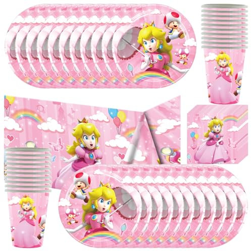 Set di 61 stoviglie per il compleanno dei bambini, inclusi piatti di carta, bicchieri di carta, tovaglioli di carta e tovaglie, adatte per 20 compleanni di bambini