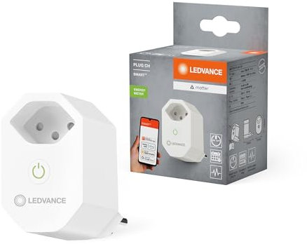 LEDVANCE Intelligente Steckdose mit Matter over WiFi-Technologie zur Einbindung von elektrischen Geräten ins Smart Home System, White