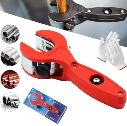 Ratcheting Tubing Cutter, 2025 New Upgrades Copper Pipe Cutter, Tubing Cutter 1/4 To 7/8, 2 in 1 Close Quarters Tube Compact Cutter, Ratcheting Pvc Cutter, Pipe Cutters Plumbing (Red)