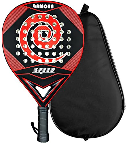 Diamond Shape Padel Racket with Cover Bag, Lightweight Paddle Racket for Adults, Ultra Soft EVA Foam, Carbon & Fibreglass Build, 38mm, Comfortable Grip