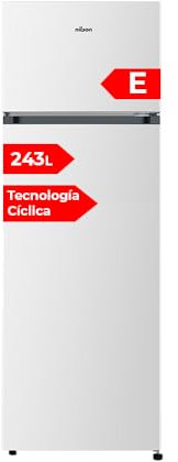 NILSON Frigorífico 2 Puertas Blanco NF165500E. Capacidad 243 Litros, Puerta Reversible, Bajo Nivel Sonoro, Eficiencia Energética Clase E