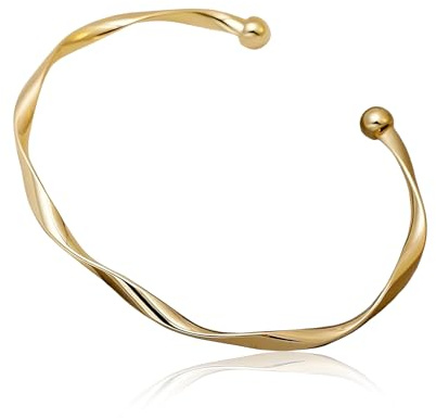 FloralGrace 1 Pieza Pulsera de Oro de Ley para Mujeres Brazalete Dorado Ajustable Joyería Moda Sencilla Abierta