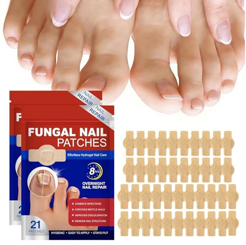 Hongos Uñas de Pies,42pcs Fungal Nail Patches,Urgo Uñas Dañadas Hongos,Parches para Tratamiento Hongos las Uñas,Parches Reparadores Uñas para Pies,Parches Correctores para Uñas Los Pies