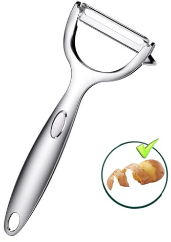 Pelapatate Professionale in Acciaio Inox – Sbucciatore con Lama Girevole Ultra Affilata, Impugnatura Ergonomica, Rimuovi Occhi Patate Integrato – Per Verdure e Frutta