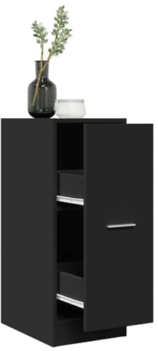 Fecpoo Armario farmacéutico 30 x 41 x 77,5 cm, color negro, de madera con dos cajones extraíbles, ahorra espacio y es estable