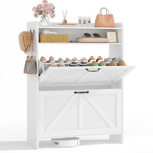 Kotascoy Mueble Zapatero Entrada Recibidor con 2 Cajones Abatibles,Estrecho