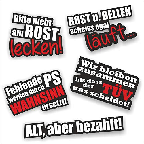Folien-Zentrum - 5 Aufkleber Set - hochwertiger Aufkleber Auto Tuning - OEM & JDM Autosticker - Lustige Aufkleber für Auto - Stickerbomb - Autoaufkleber - Made in Germany