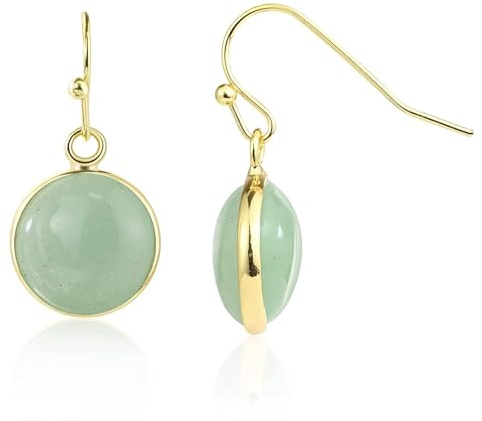 Green Earrings for Women – Dainty Gold Dangle – Real Jade -Sage - Light – Pale – Dark - Green Stone – Rose Quartz Pink Crystal Genuine – Natural Gemstone - Dainty -Short -Drop and Dangle – Lightweight - Unique Anniversary Birthday Gifts for Wife – Teacher Appreciation Gift