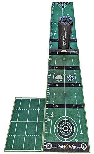 Putt2Win Tapis de golf professionnel et tapis de puting, excellent cadeau de golf avec jeux de puting, aides à l'entraînement et jeux multi-joueurs