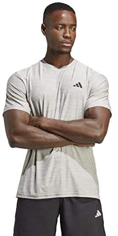 Adidas Herren Train Essentials Stretch Training Tee, MGH Solid Grey/White/Black, M