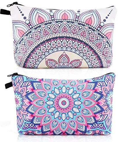 Aucuu Borsa Cosmetica in Tela, 2 Pezzi da Viaggio, Beauty Case Donna, Portatile, Borse da Toilette Impermeabile