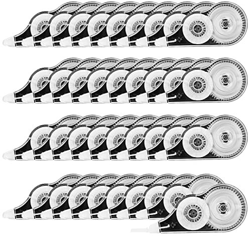 Yoosso 36 Stück Korrekturroller Set, 12m x 5 mm Korrekturbänder Mini Korrekturmaus mit Schutzkappe Korrekturband Roller für Kinder Schüler Büro Zuhause Schule(Schwarz)