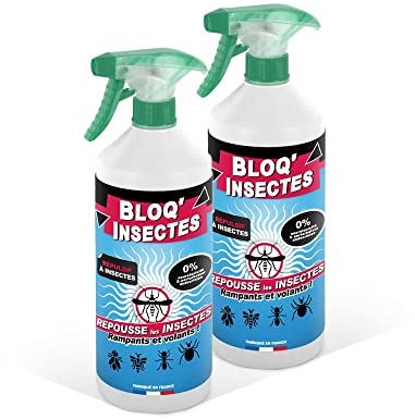 Lot 2L répulsif spray BLOQ'INSECTES nouvelle formule - Repousse insectes volants & rampants - Fabriqué en France