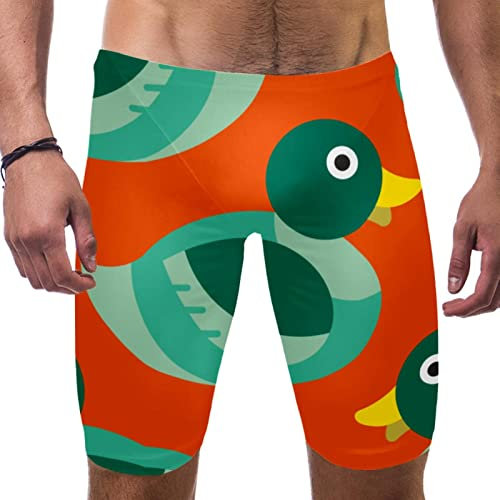 HUI JIN SHOP Badeanzug mit Entenorangefarbenem Muster für Herren und Jungen, Wettkampf-Schoß-Badeanzug, quadratisches Bein, Ausdauertraining, mehrfarbig, XXXL