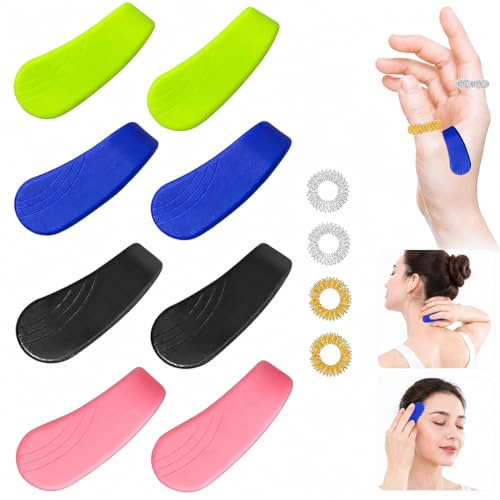 8 Pezzi Clip Per Digitopressione, 4 Pezzi Massaggiatore Per Le Dita, Clip Portatile Per Massaggio Con Digitopressione, Agopressione Anello Set, Dispositivo Indossabile Mal Di Testa Naturali