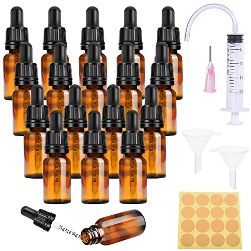 Nuts OT nuts Pipette Bottle 10 ml Pack of 18 Dropper with Small Brown Glass Spray 5 Tools for Essential Oils Fragrances Pharmacist