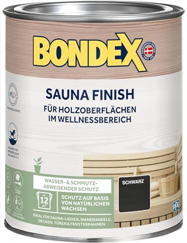 Bondex Sauna Finish Noir 1 l pour 12 m² | Résistant à l'eau et à la saleté | Protection à base de cires naturelles | Pas d'évaporation ni de décoloration | Soie mate | Entretien du bois | Cire du bois