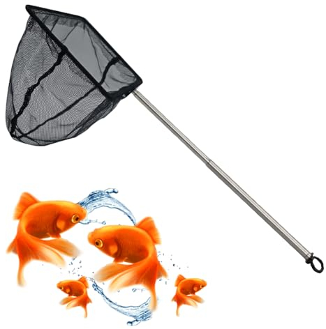 Shengxi Aquarium Fischnetz mit Teleskopstiel Feinmaschiges Netz zur Reinigung des Aquariums Reißfestem Nylon Kescher Net mit Ausziehbarem 21-40cm Langem Griff für Aquarium Seen Teiche