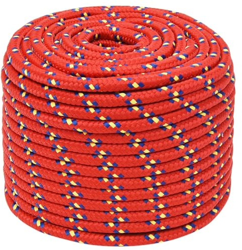 Homgoday Rött rep 12 mm 100 m polypropen rep multifunktionsrep för utomhusaktiviteter rep mångsidig heminredning