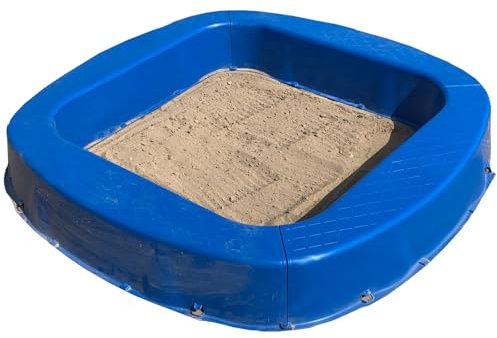 BURI Bac à sable en plastique de qualité supérieure - 150 x 150 x 20 cm - Bleu - Fabriqué en Allemagne - Bac à sable robuste pour le jardin - Jouet pour enfants à creuser avec du sable ou du gravier -