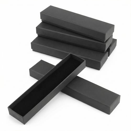 QWORK® 5 Pcs Elegant Black Kraft Jewellery Gift Box Set, Ideal for Necklaces & Bracelets, Perfect for Birthday,Wedding,21x4x2.5cm